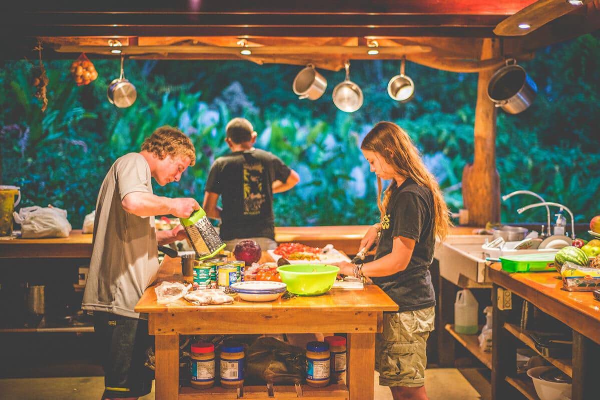 Students cooking. Wilderness and Adventure Therapy for Young Adults. Pure Life in Costa Rica.